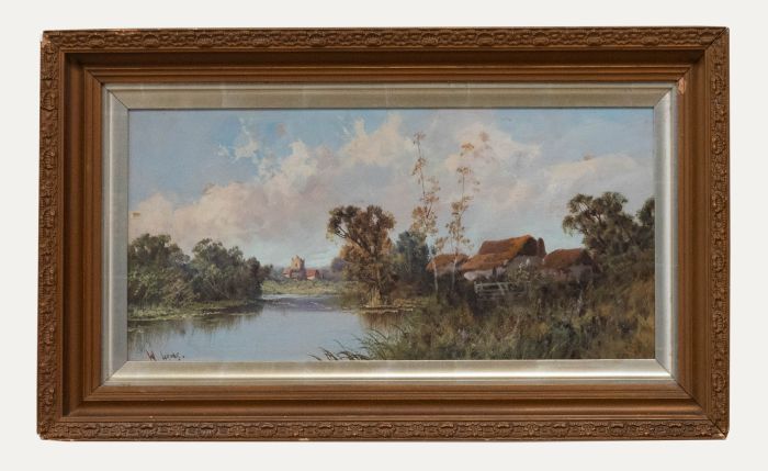 W. Lewis  - Mid 20th Century Oil, Farm on the River