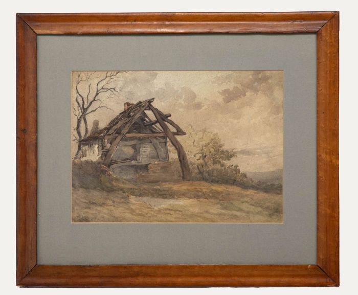 Framed Late 19th Century Watercolour - Old Timber Trusses