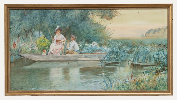 Alfred E. Wragge (1856-1937) - Framed Watercolour, The Lover's Fishing Trip