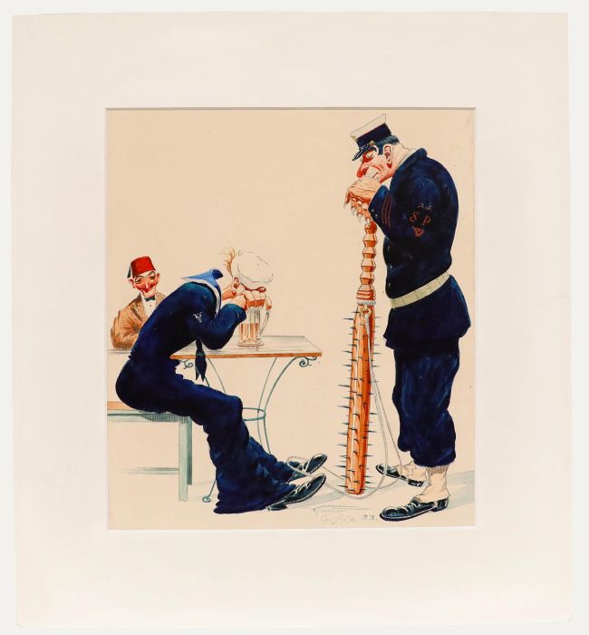 Victor Tchetchet - 1922 Watercolour, Military Cartoon