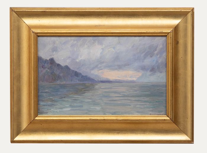A. Lemaire - Mid 20th Century Oil, Sunset Over the Lake