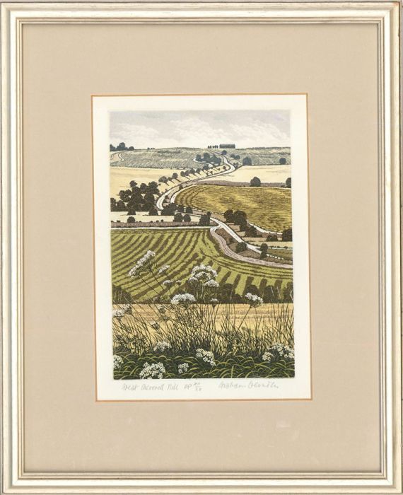 Graham Evernden - Framed 20th Century Etching, Great Cheverell Hill