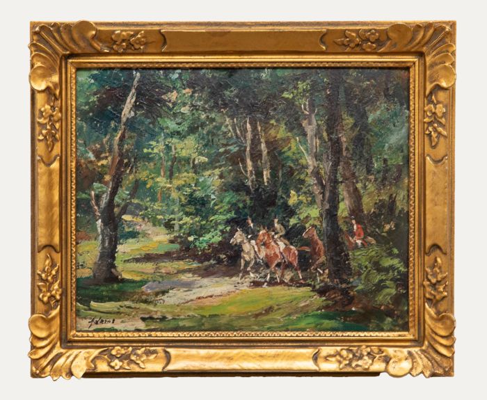 Adams - Framed Mid 20th Century Oil, Hunting Through Woodland