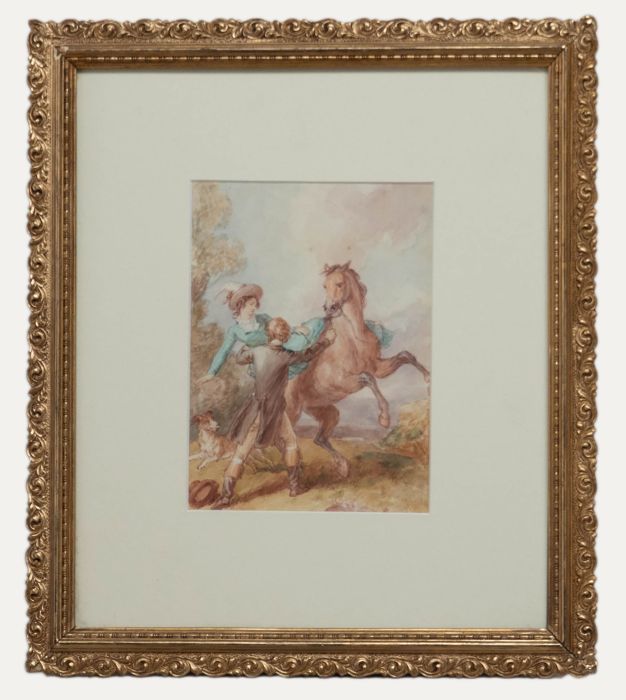 Attrib. John Massey Wright RWS (1777-1866) - Watercolour, Thrown from the Horse