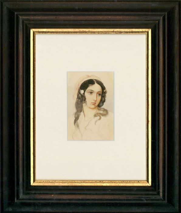 19th Century Watercolour - Portrait of a Beauty