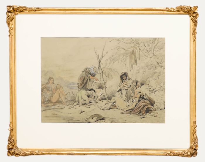 Hablot Knight Browne (1815-1882) - Mid 20th Century Charcoal Drawing, Gypsies