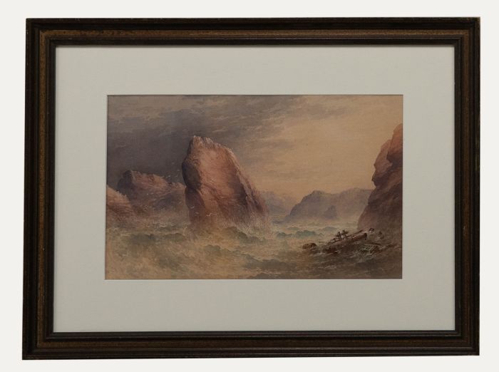 Attrib. William Cook (fl.1870-1890) - Watercolour, Cornish Coast at Twilight