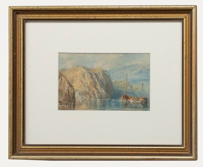 Framed 19th Century Watercolour - Waiting Off Coast