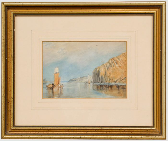 Framed Mid 19th Century Watercolour - On the Seine