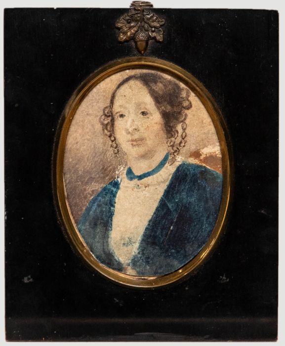 Miniature 19th Century Watercolour - Portrait of a Victorian Lady