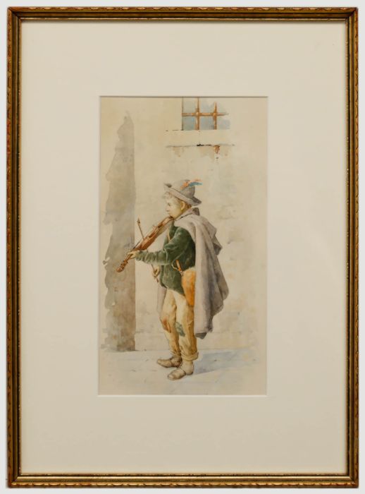 Manner of Aurelio Roberti (1842-1915) - Watercolour, Fiddle Player