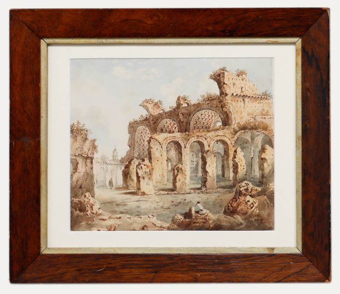 19th Century Watercolour - Italian Ruins