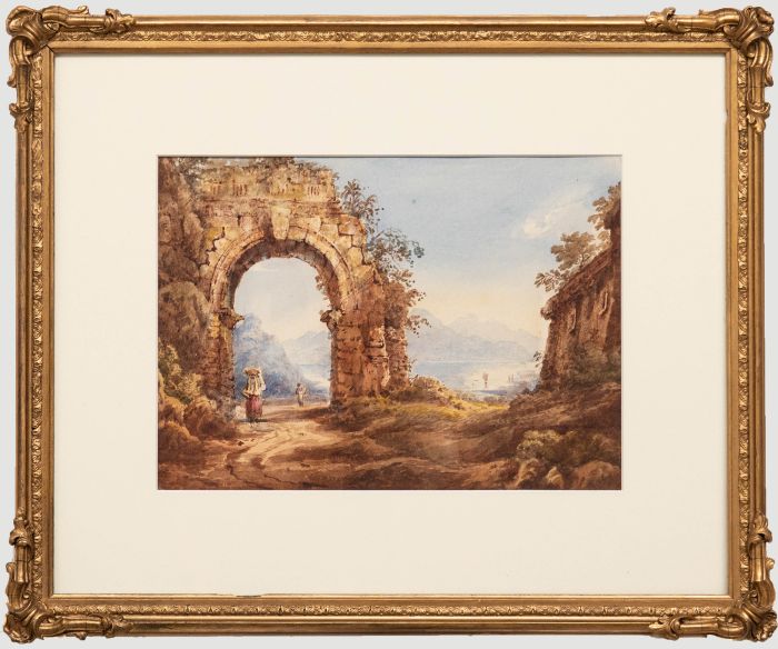 Italian School Early 19th Century Watercolour - Arch at Terracina