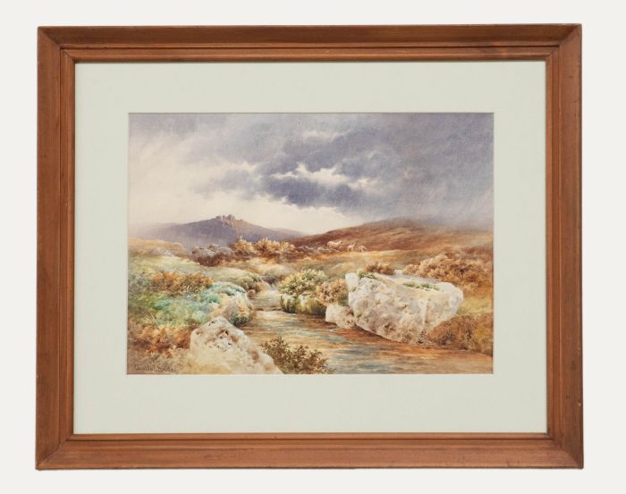 Charles Edward Brittan (1870-1949) - Framed Watercolour, Moorland with Sheep