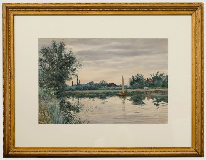 Robert Winter Fraser (1848-1906)- Framed Watercolour, The River Thames at Iffley
