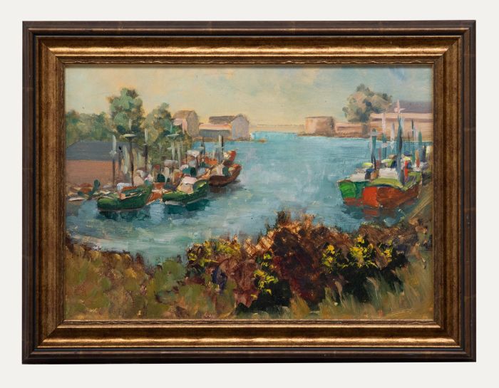 Charles Bernard - French Mid 20th Century Oil, Quiet Boat Yard