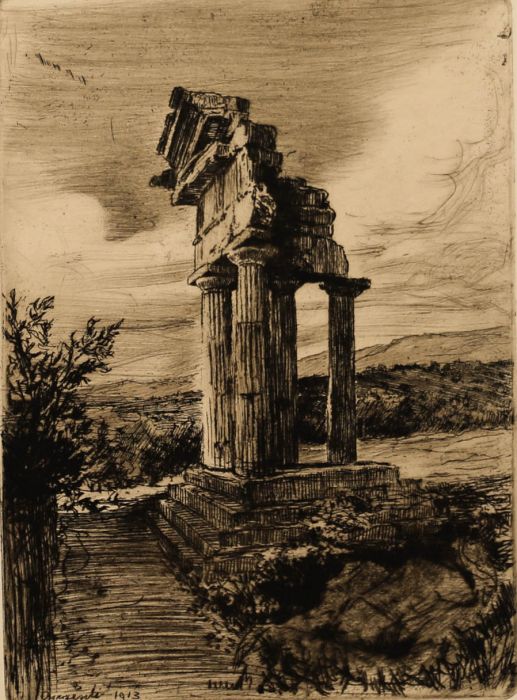 1913 Etching - Agrigento, Sicily