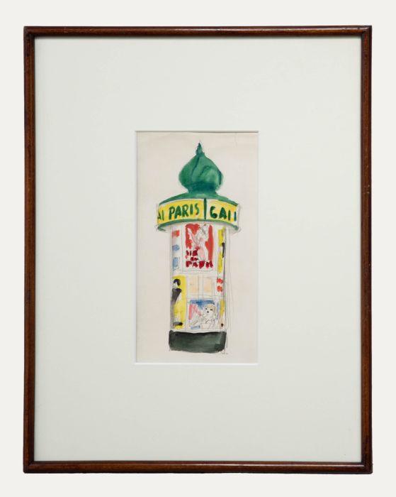 Georges Pacouil (1903-1996) - Watercolour, Parisian Newspaper Kiosk