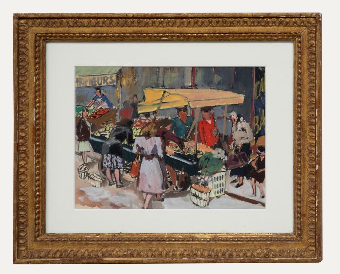 Georges Pacouil (1903-1996) - Mid 20th Century Gouache, Parisian Market