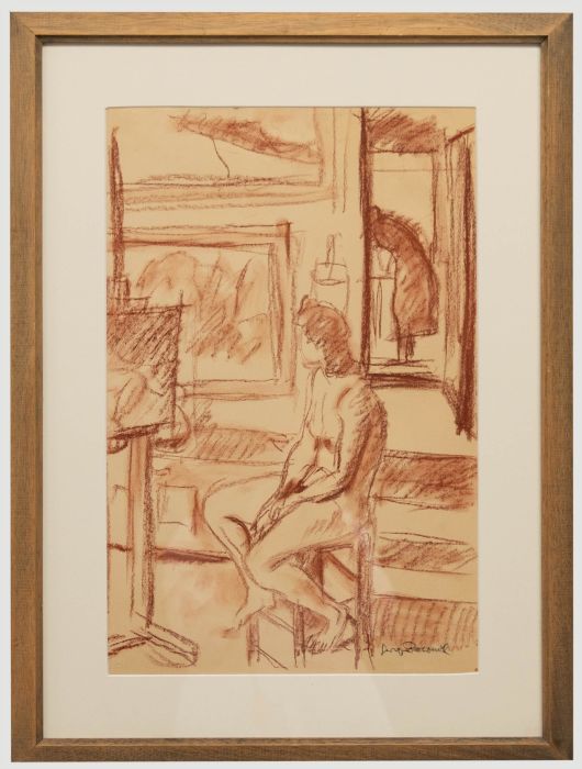 Georges Pacouil (1903-1996) - Mid 20th Century Sanguine, Nude and the Studio
