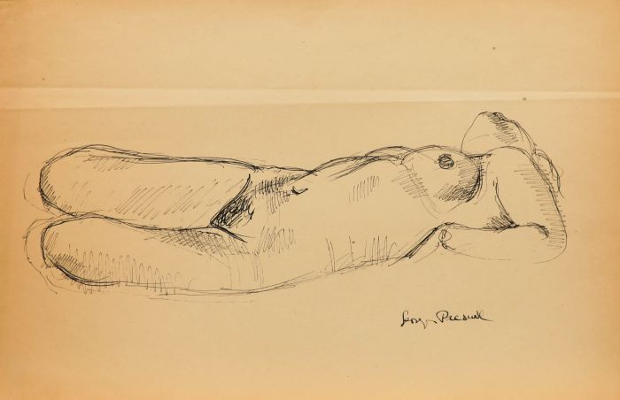 Georges Pacouil (1903-1996) - Mid 20th Century India Ink, Reclining Nude IV