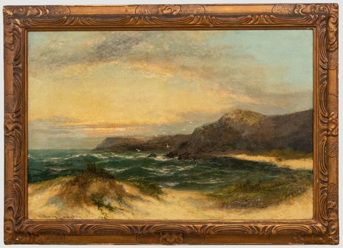 William Langley (fl.1880-1920) - Framed Oil, Coastal Scene at Sunset