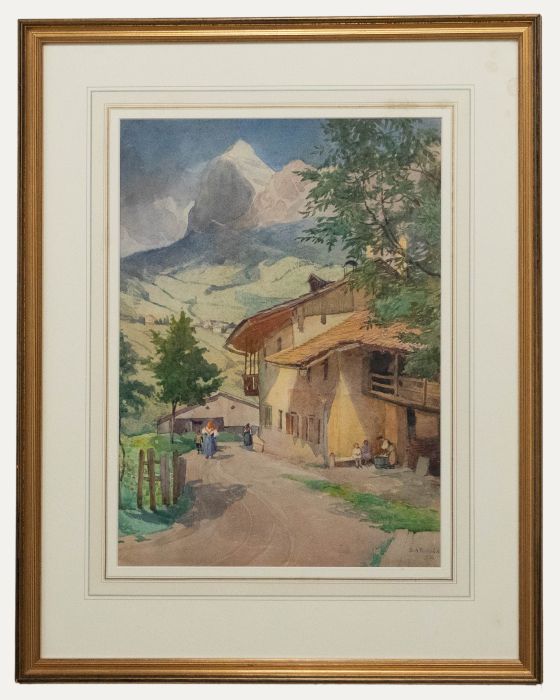 B. A. Pughe - Framed Early 20th Century Watercolour, Village under the Mountain