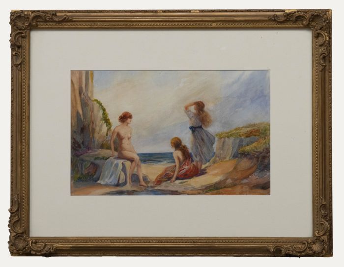 After Sir William Russell Flint - Watercolour, Nymphs at the Rock Pool