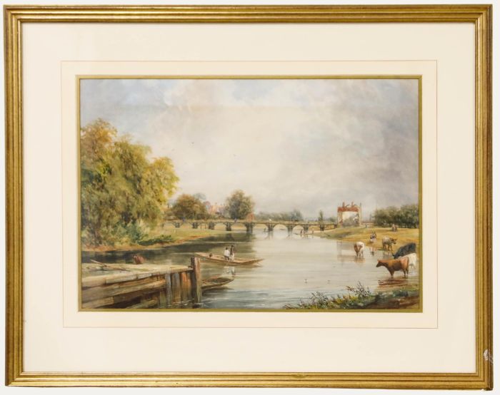 S. Wilkes - Framed 19th Century Watercolour, Punting on the River