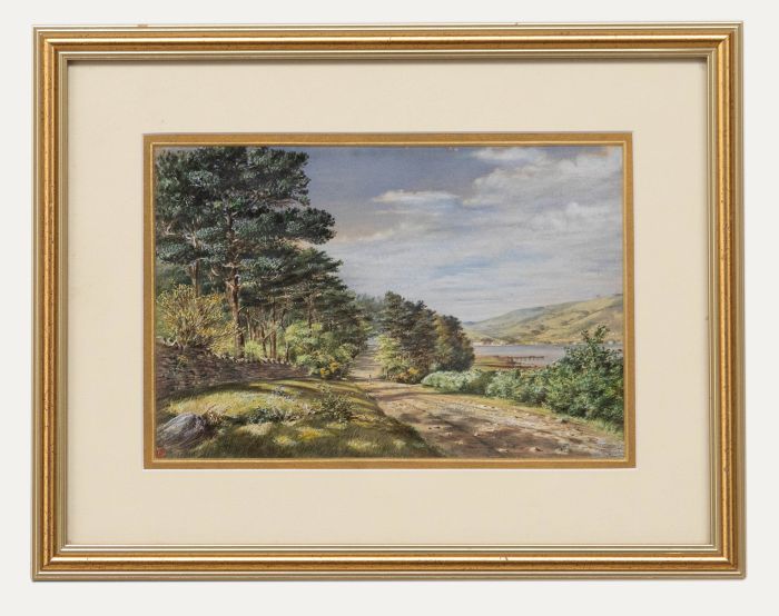 Attrib. Charles Alphonse Goldie (fl.1858-1879) - Watercolour, Lane by the Loch