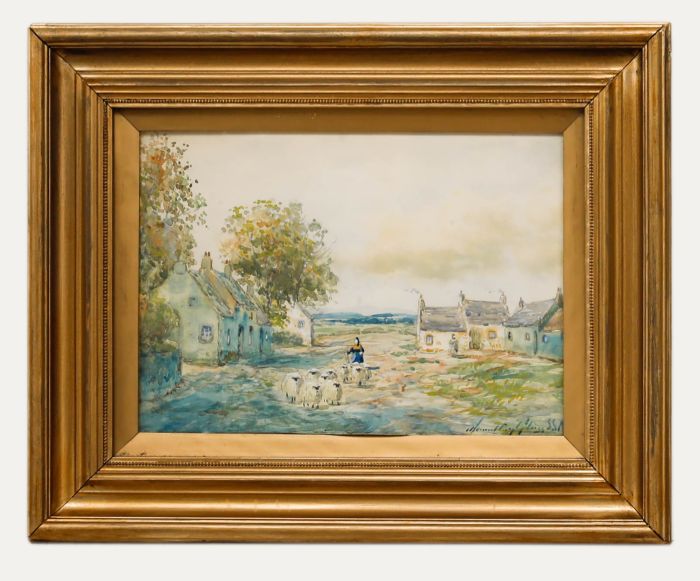 John Hamilton Glass SSA (fl.1890-1925) - Framed Watercolour, Humbie Village