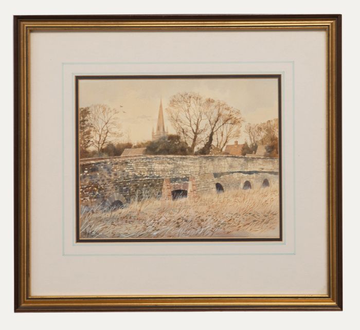 Richard Bolton (b.1950) - Framed Watercolour, The Bridge at Harrold