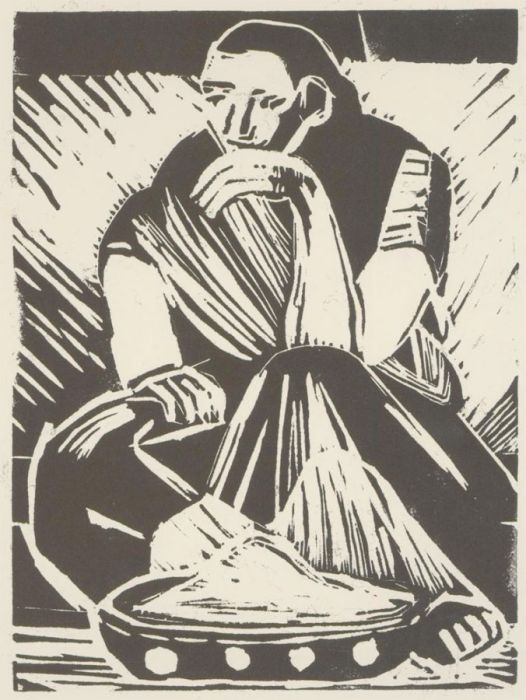 Patricia Johnstone (1944-2023) - Contemporary Woodcut, Seated Woman II