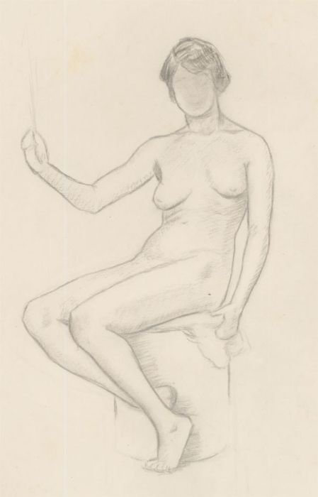 Lorna Bing (1897-1993) - 1920 Graphite Drawing, Seated Female Nude