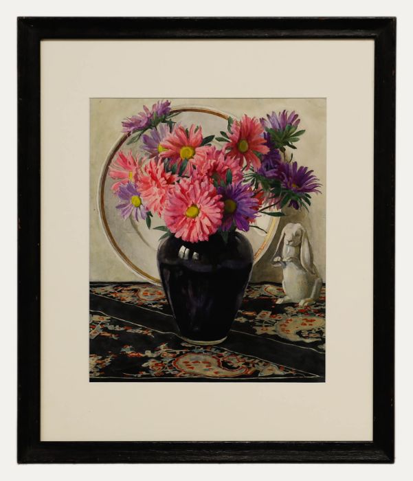 Mid 20th Century Watercolour - Asters