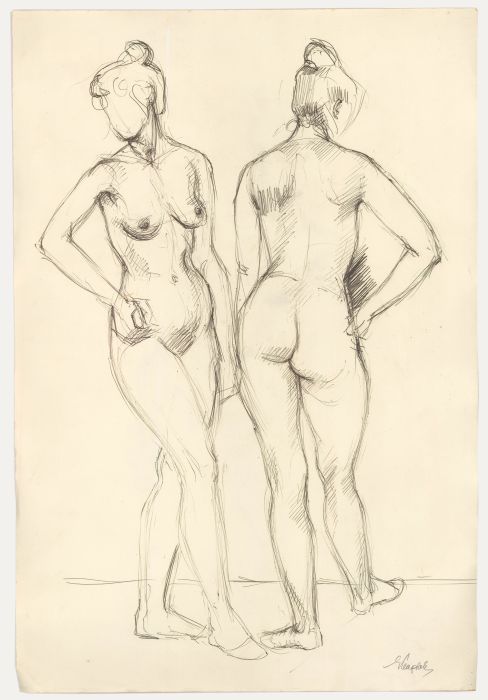 E.P. Clapholt - Mid 20th Century Pen and Ink Drawing, Angles of the Nude Model