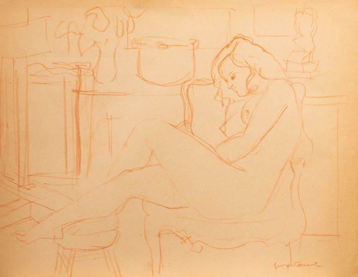 Georges Pacouil (1903-1996) - Mid 20th Century Pastel, Nude in Chair