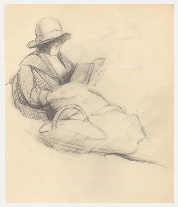 Attrib. John Cluysenaar (1899-1986) - Graphite Drawing, Study of a Lady Reading