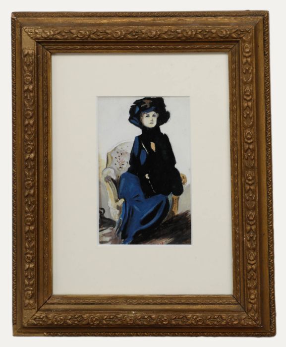 Early 20th Century Watercolour - Edwardian Lady