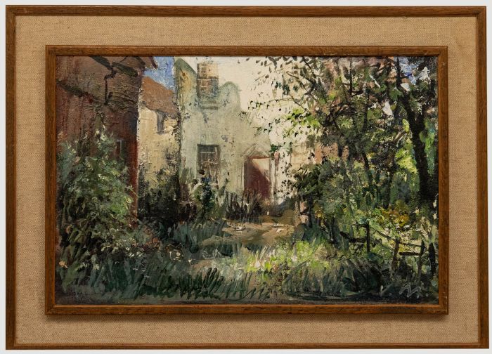 Framed 20th Century Oil - A Corner of the Garden