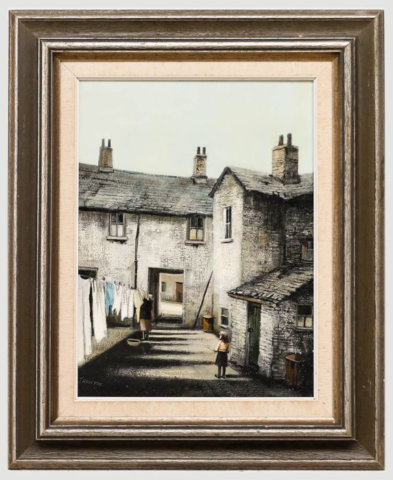 Laurence Rushton (1919-1994) - Framed 20th Century Oil, Hanging out the Washing