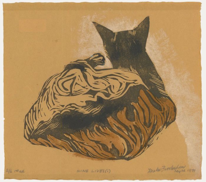 Percy Drake-Brookshaw (1907-1993) - 1971 Woodcut, Nine Lives I
