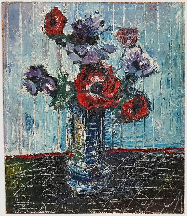 Circle of Claude Venard (1913-1999) - Oil, Still Life of Anemones in a Vase
