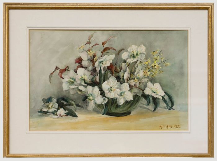 Mary Ellen Haward - Early 20th Century Watercolour, Still Life with Hellebores