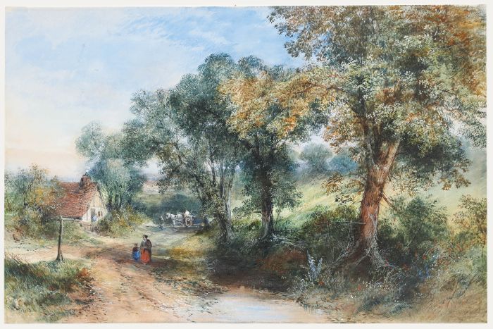 Late 19th Century Watercolour - Figures on a Country Lane