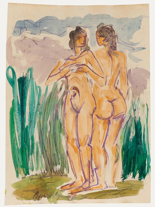 20th Century Watercolour - Nude Pair