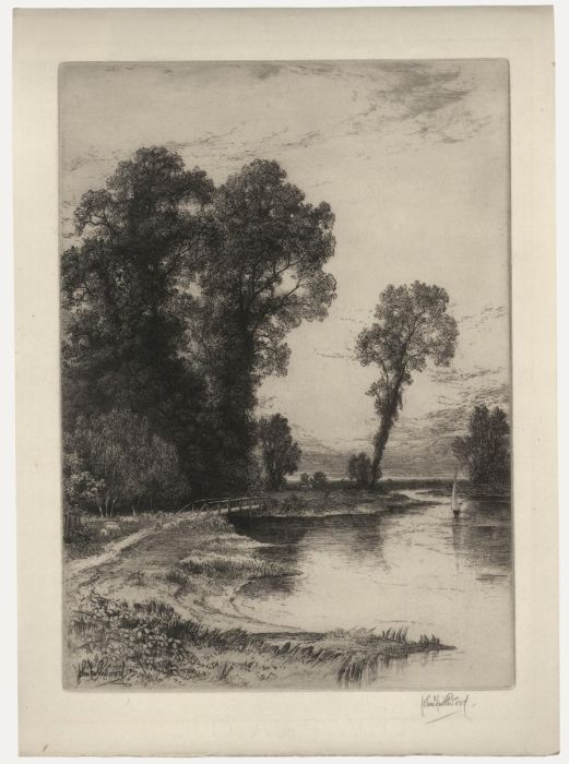 John Fullwood RBA (1854-1931) - Early 20th Century Etching, The Footbridge