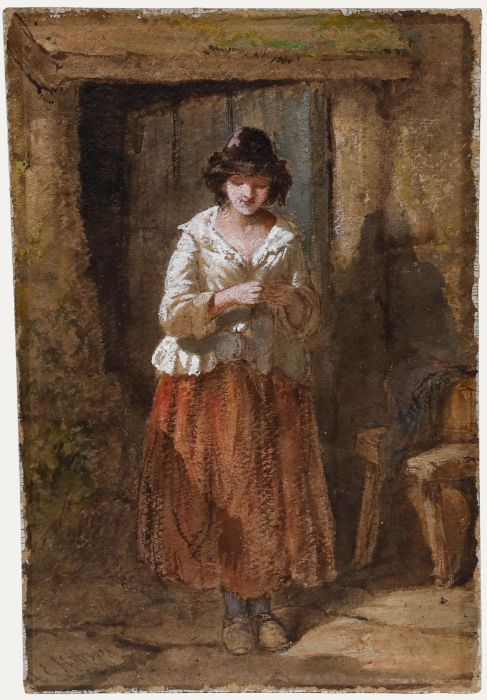Henry Hobson RA (fl.1857-1866) - Mid 19th Century Watercolour, Cottage Dweller