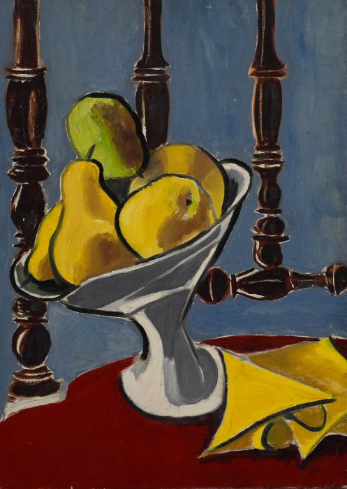 Janine Aghion (1894-1982) - 1956 Oil, Pears in a White Bowl