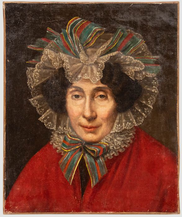 French School c.1830s Oil - Lady in Lace and Ribbons